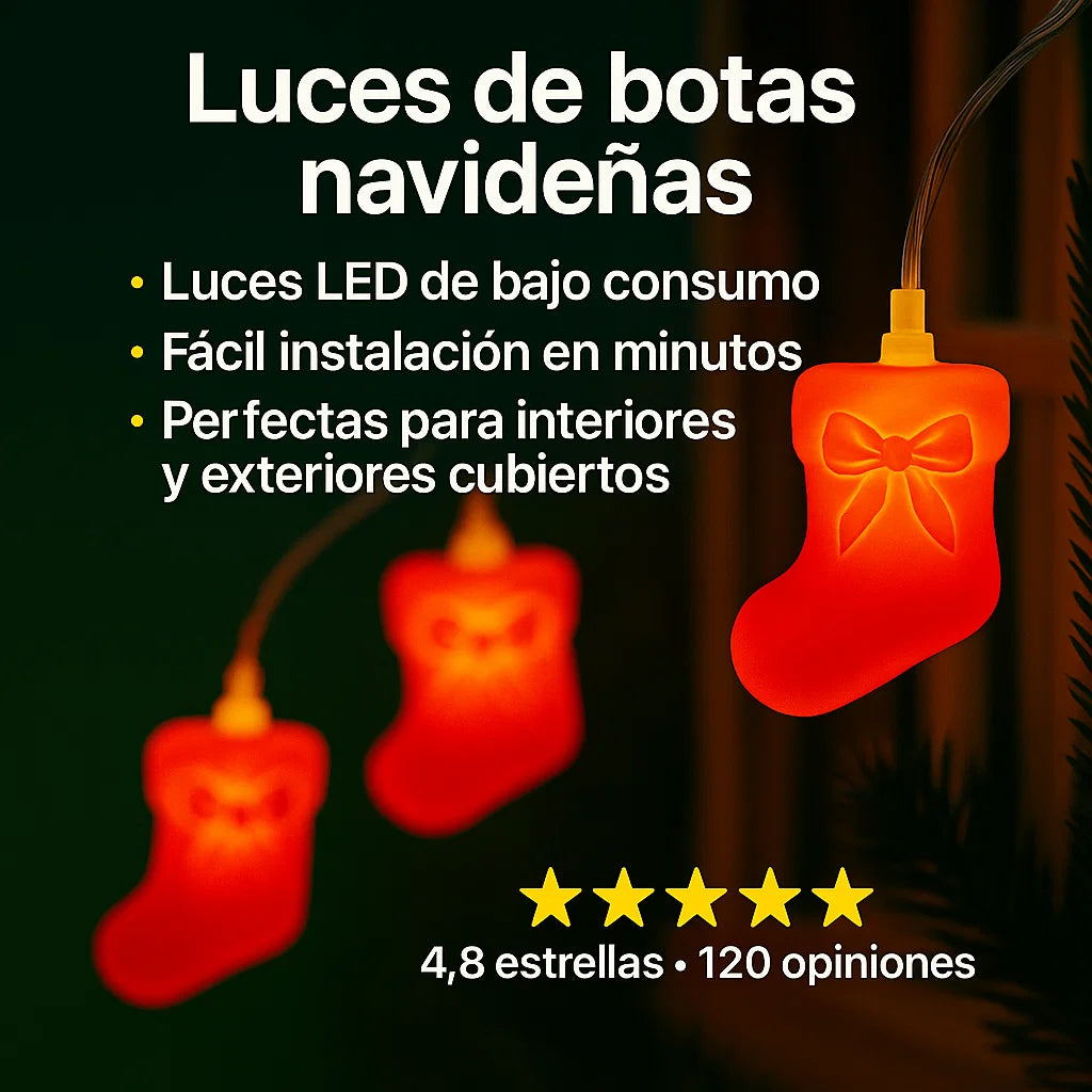 ✨ Luces Navideñas Exclusivas con Botines LED   Tu Decoración Única 🎁