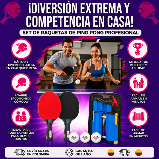 Set de Tenis de Mesa Portable con Red Ajustable