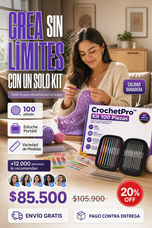CrochetMaster® - Kit Profesional 100 Piezas